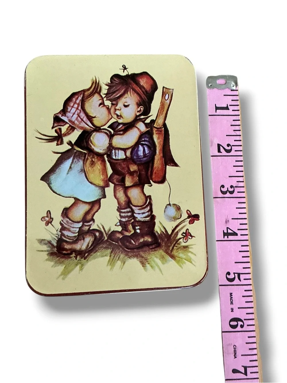 Vintage Tin with Note Paper Hummel First Kiss Designed on Tin